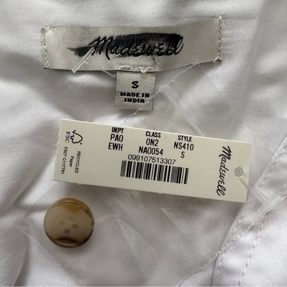 Madewell Top Utility Long-Sleeve Popover Shirt Pockets White S NWT New - Picture 8 of 12